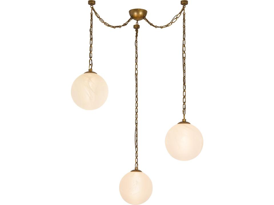 Petra Vintage Brass Cloud Glass Globe Chandelier
