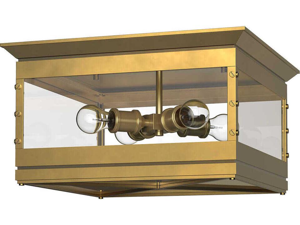 Douglas Flush Mount Ceiling Light in Vintage Brass