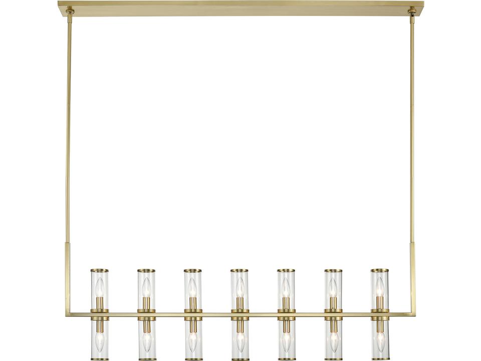 Revolve 14-Light Linear Pendant Light in Natural Brass with Clear Glass