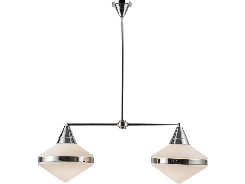 Willard 2-Light Linear Pendant Light in Polished Nickel with Matte Opal Glass