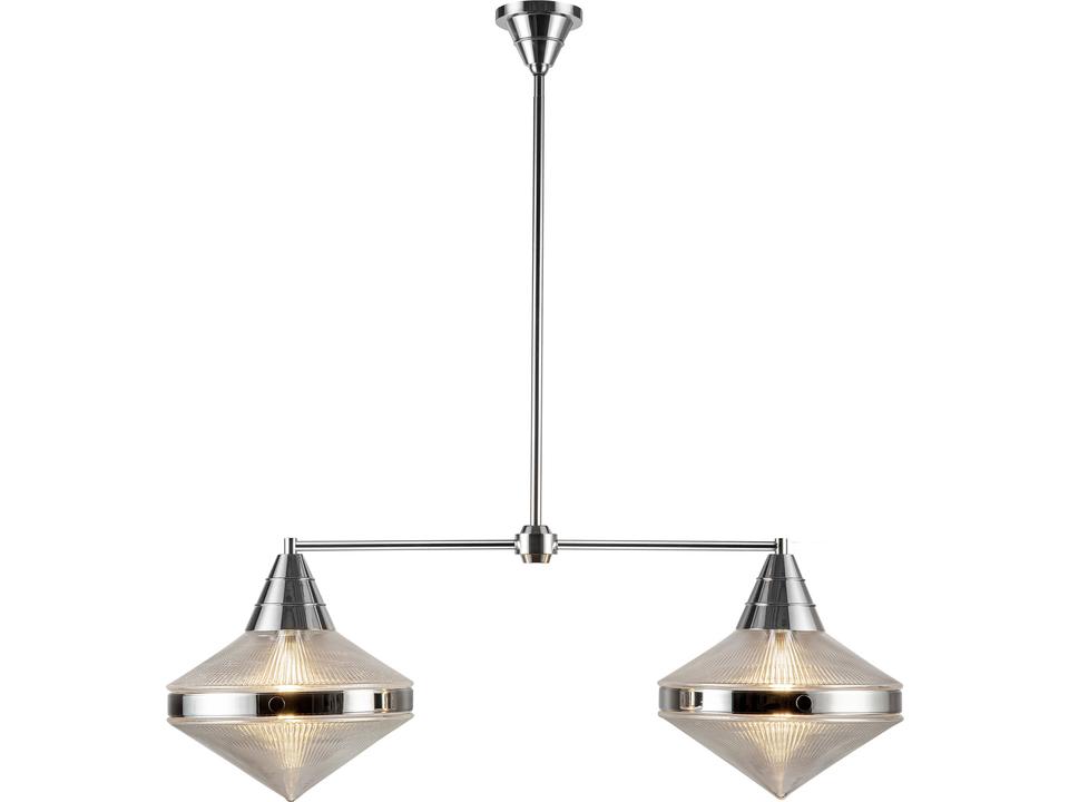 Willard 2-Light Linear Pendant in Polished Nickel with Clear Prismatic Glass