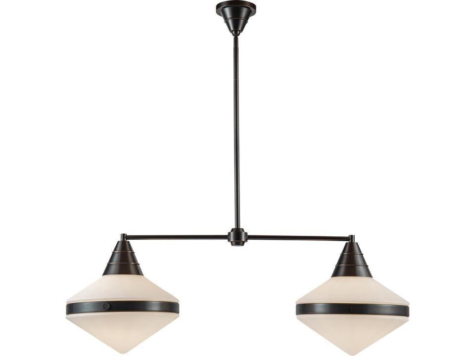 Willard 2-Light Linear Pendant in Urban Bronze with Matte Opal Glass