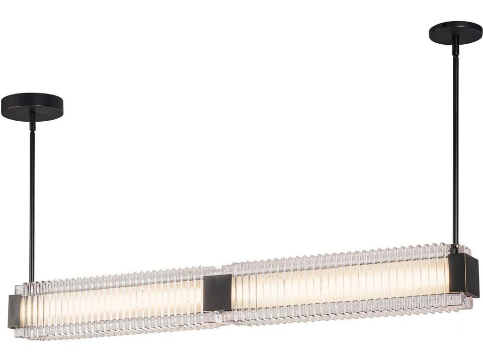 Alai 47-Inch Integrated LED Linear Pendant Light in Urban Bronze with Clear Ribbed Glass