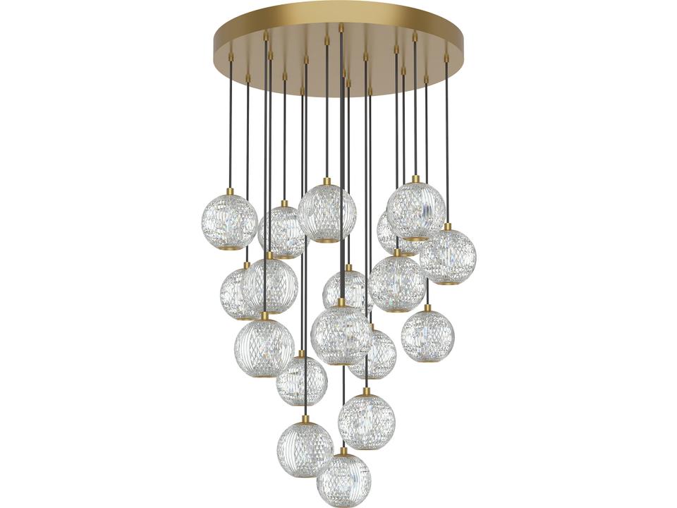 Marni 18-Light LED Multi Point Pendant in Natural Brass
