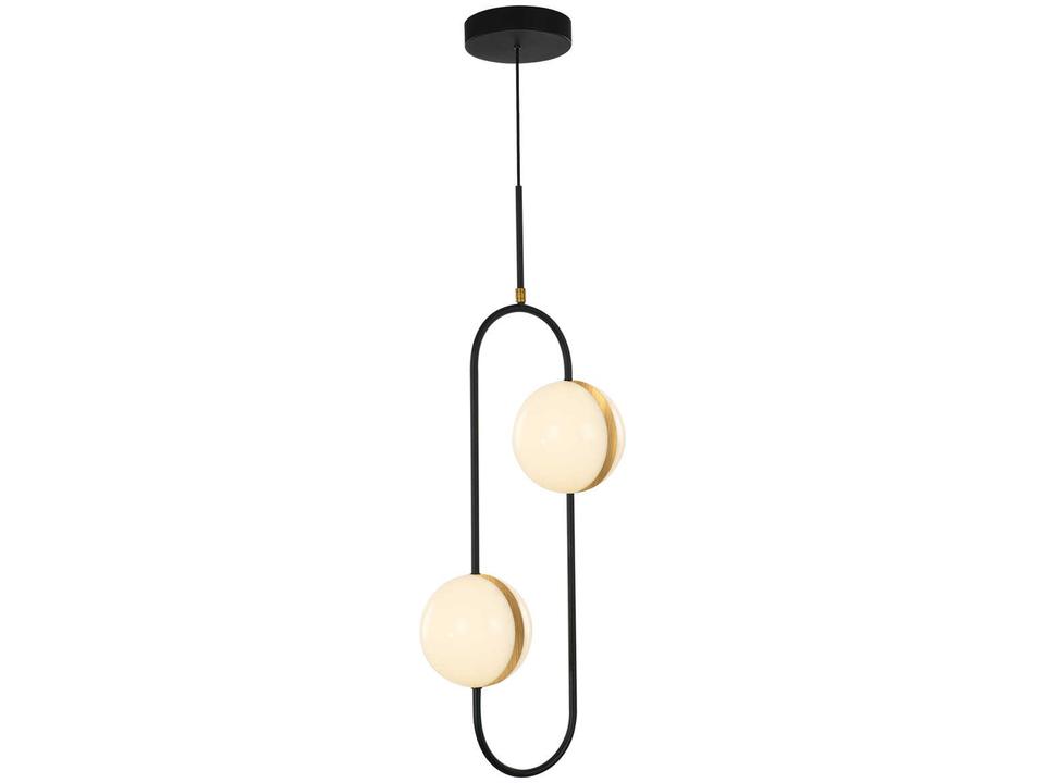 Tagliato 2-Light LED Pendant in Matte Black and Brushed Gold with Opal Glass