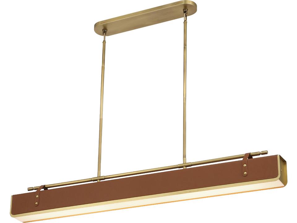 Valise Linear LED Pendant Light Vintage Brass Cognac Leather