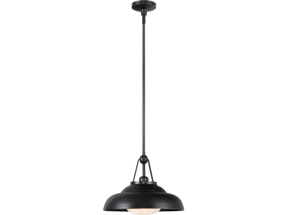Palmetto 1-Light Pendant Light in Urban Bronze and Glossy Opal Glass