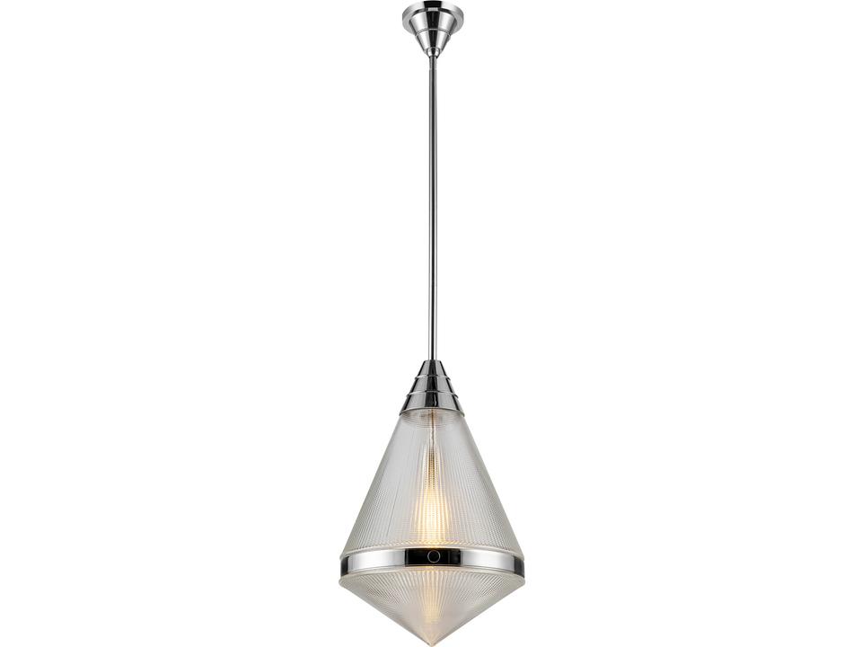 Willard Clear Prismatic Glass Pendant Light in Polished Nickel