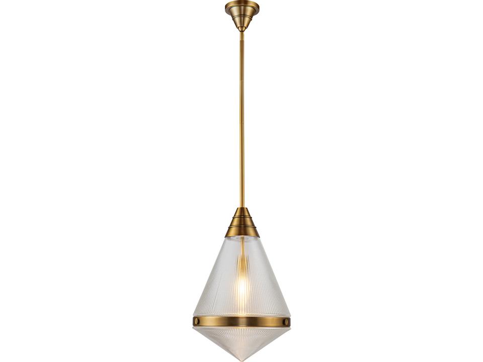 Willard 1-Light Prismatic Glass Pendant Light in Vintage Brass