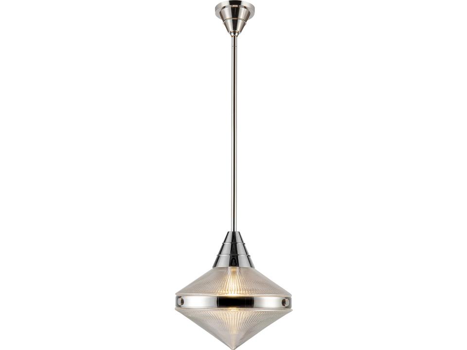 Willard 1-Light Prismatic Glass Pendant Light in Polished Nickel