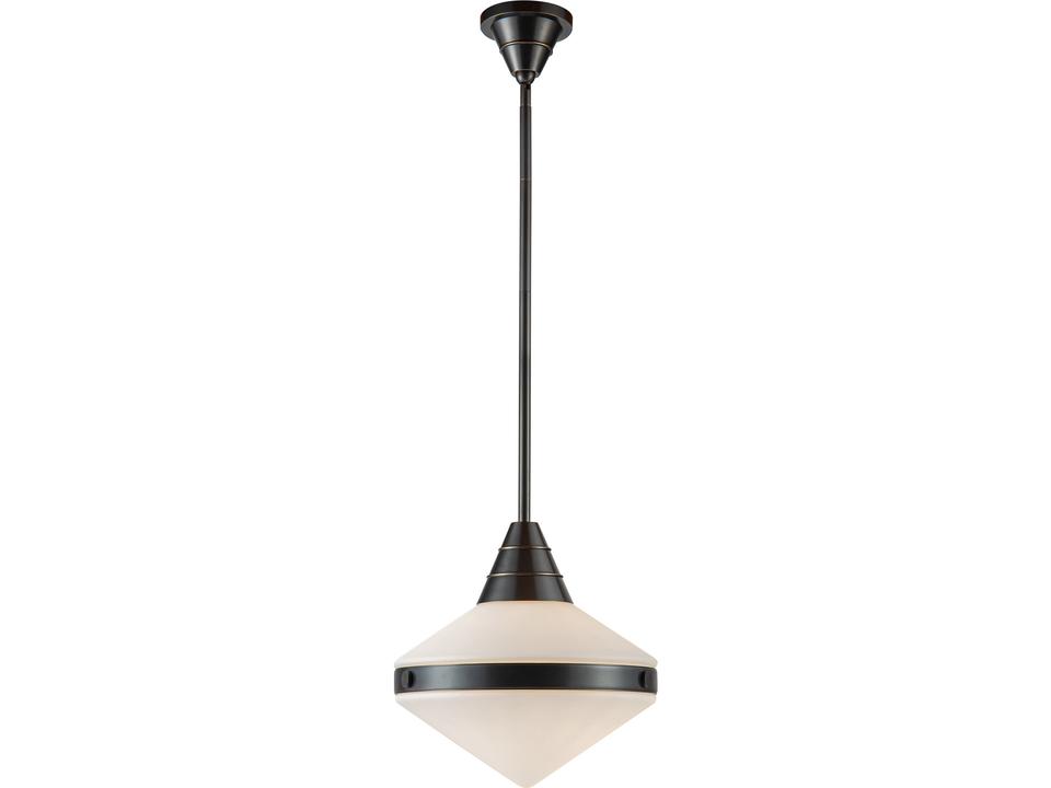 Willard 1-Light Geometric Pendant Light in Urban Bronze with Matte Opal Glass