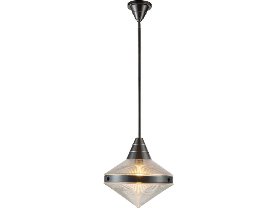 Willard 1-Light Transitional Pendant Light in Urban Bronze with Clear Prismatic Glass