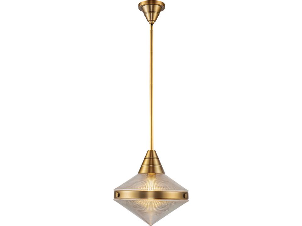 Willard Contemporary Pendant Light Vintage Brass with Clear Prismatic Glass