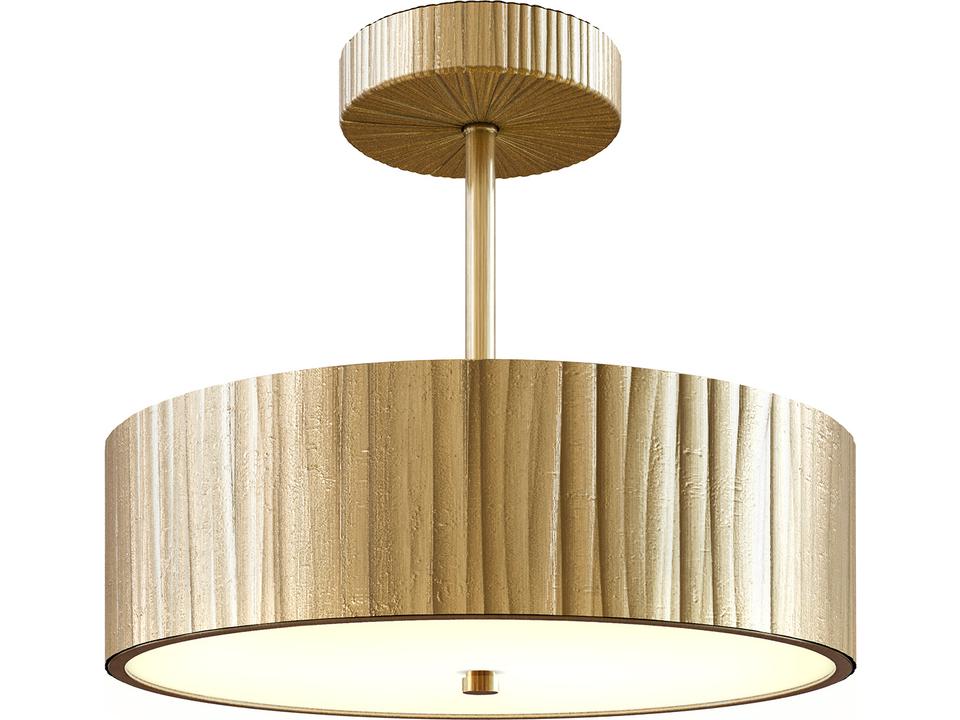 LED Semi Flush Mount Kensington Vintage Brass Frosted Glass