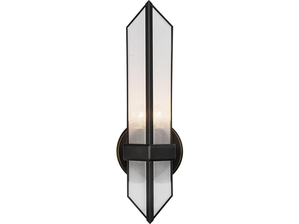 Cairo 1-Light Wall Sconce with Clear Ribbed Glass in Urban Bronze