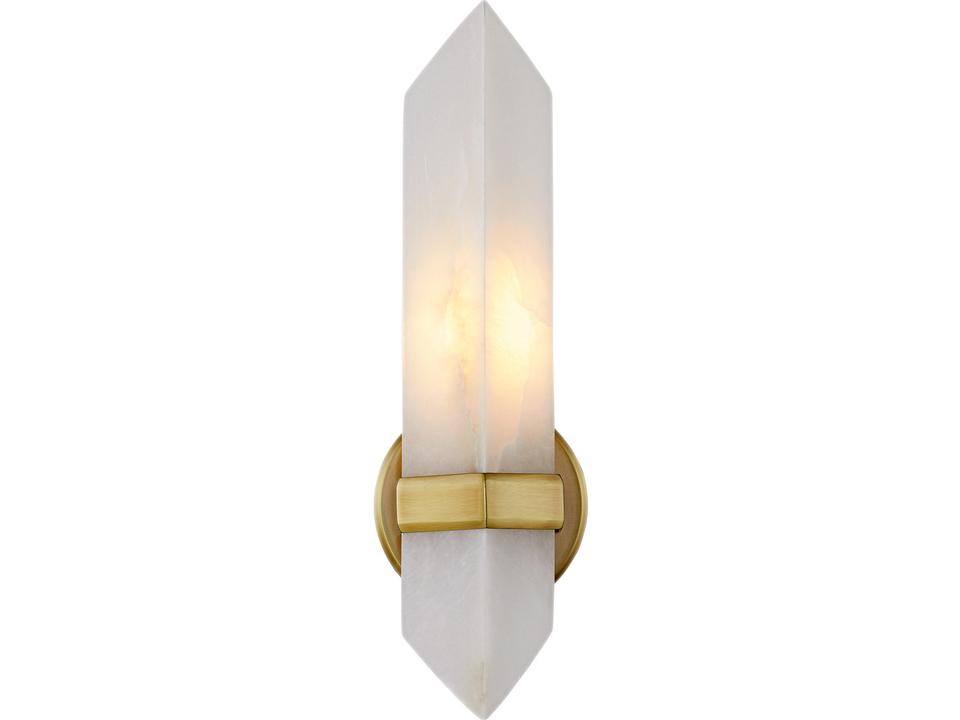 Valencia 1-Light Wall Sconce in Vintage Brass with Alabaster Shade