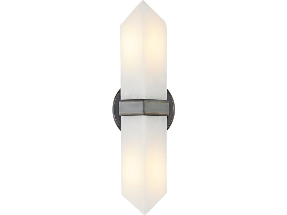 Valencia 2-Light Bathroom Vanity Light in Urban Bronze with Alabaster Shade