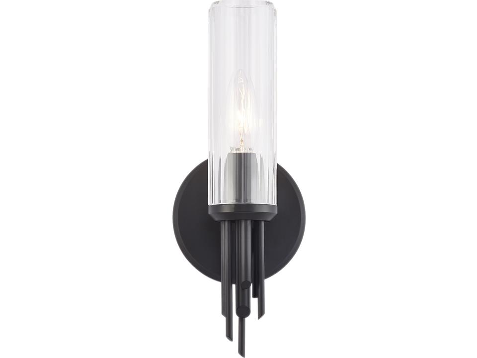 Torres 1-Light Wall Sconce with Clear Ribbed Glass and Matte Black Finish