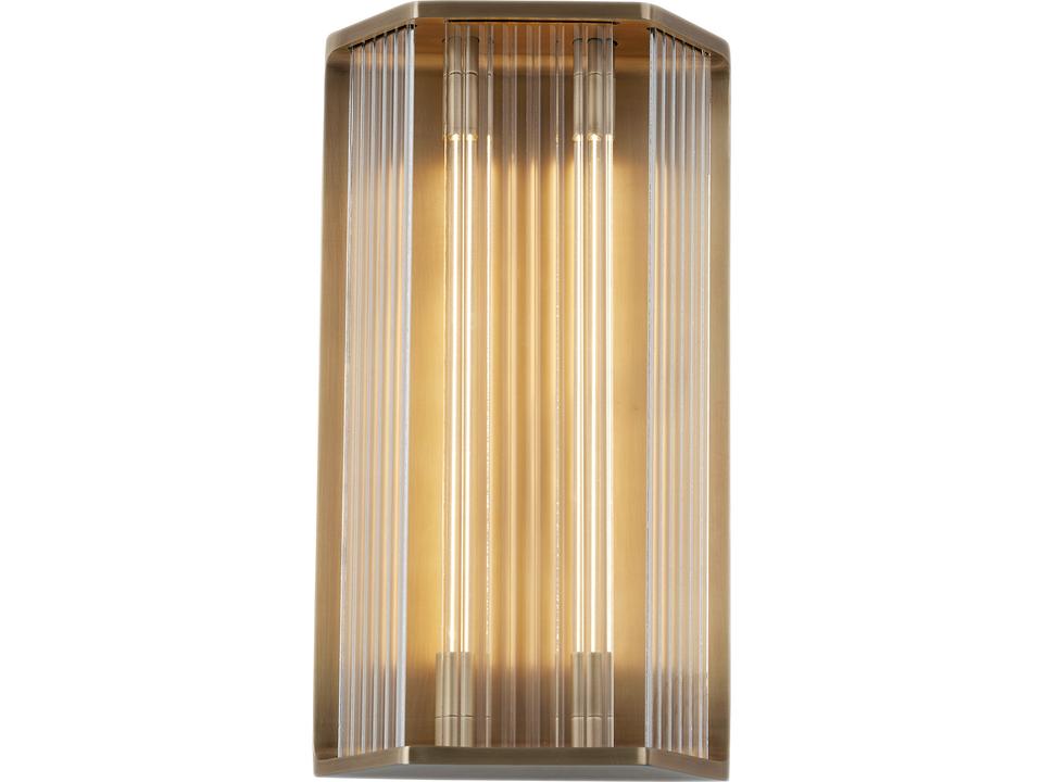 Sabre 1-Light LED Wall Sconce in Vintage Brass with Clear Ribbed Glass