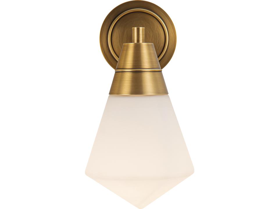 1-Light Willard Wall Sconce Vintage Brass with Matte Opal Glass