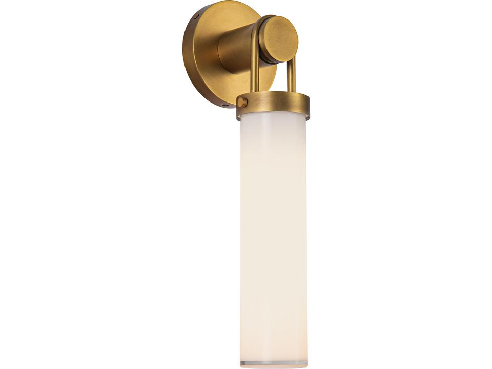 Wynwood 1-Light Wall Sconce in Vintage Brass with Glossy Opal Glass