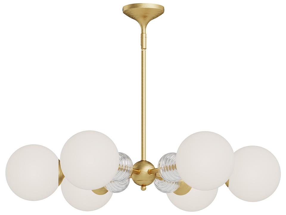 Celia 6-Light Chandelier in Brushed Gold with Matte Opal Glass
