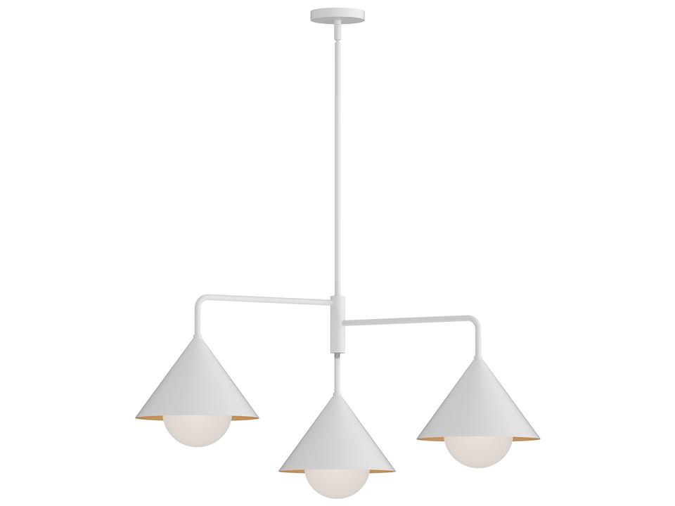 3-Light Remy Chandelier in White and Opal Glass
