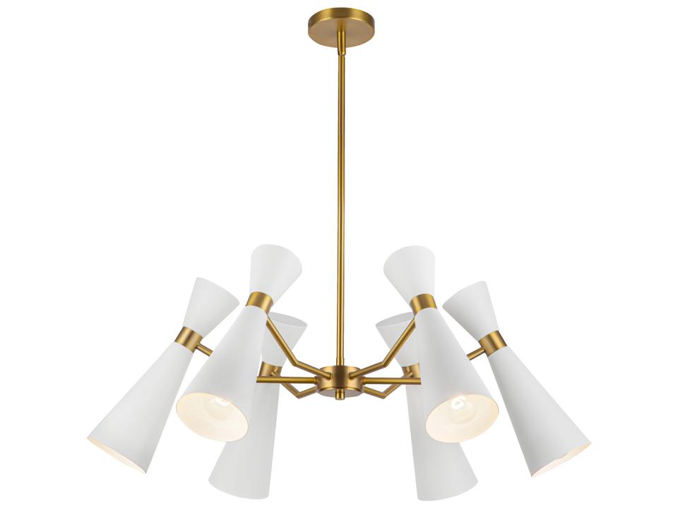 Blake 6 Light Chandelier in White and Aged Gold