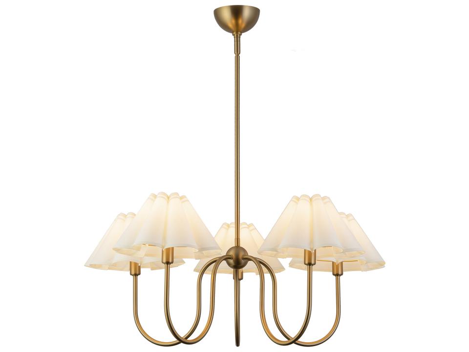 5-Light Rosemary Chandelier in Brushed Gold with Folded White Linen