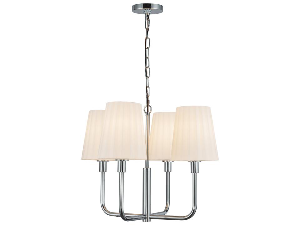 Plisse 4-Light Chrome Chandelier with Opal Glass