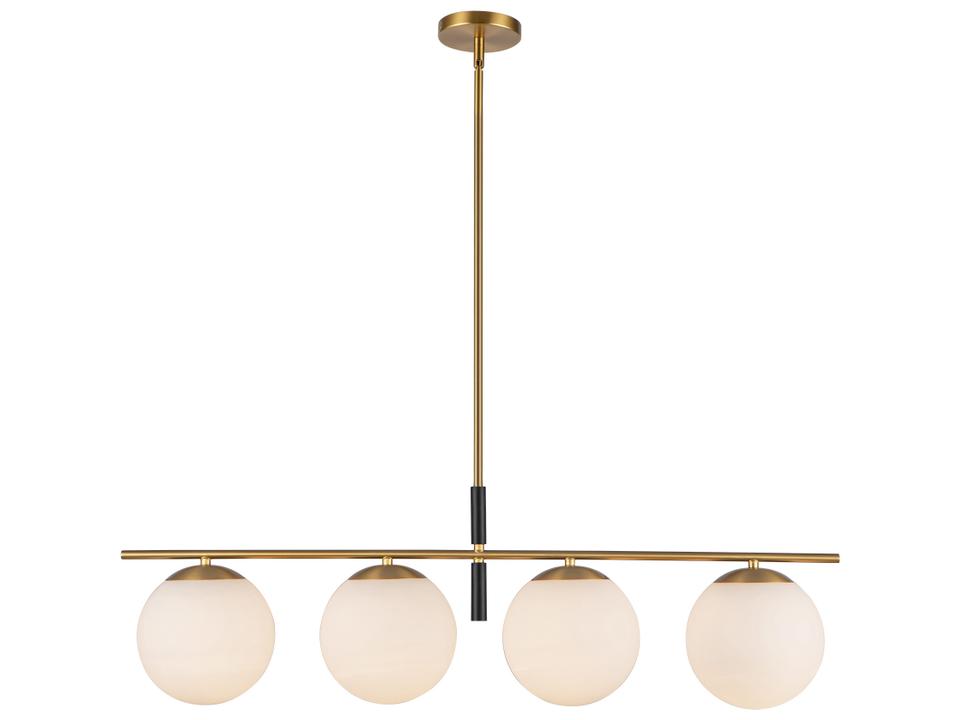 Zuri 4-Light Linear Pendant Light in Brushed Gold and Opal Glass