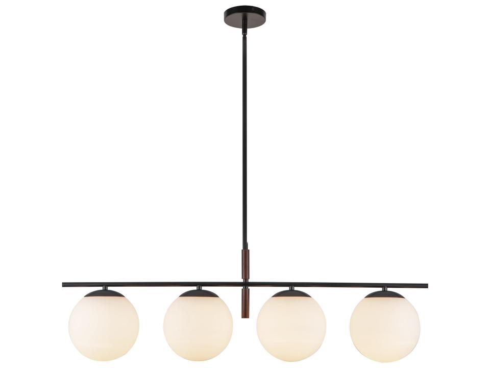Zuri 4-Light Linear Pendant Light in Matte Black and Opal Glass