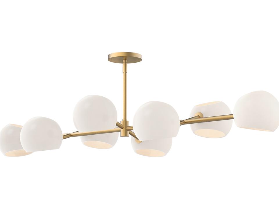 Willow 8-Light Linear Pendant Light in Brushed Gold with Opal Glass