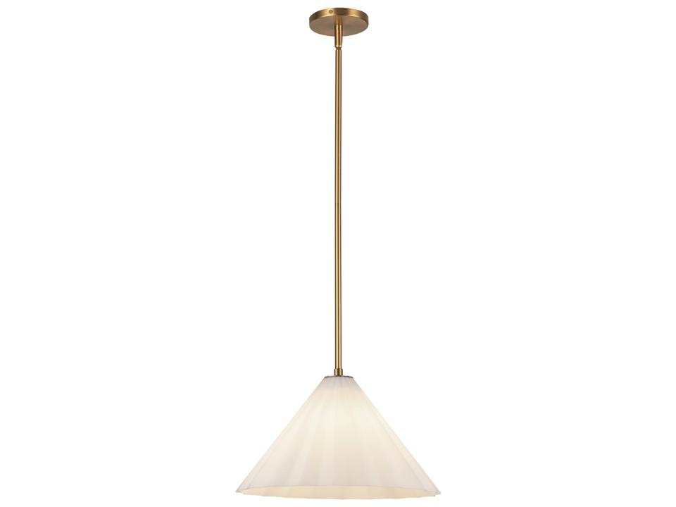 Serena Pleated Glass Pendant Light in Aged Brass