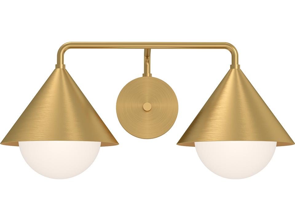 Remy 2 Light Vanity Light in Brushed Gold and Opal Glass Modern
