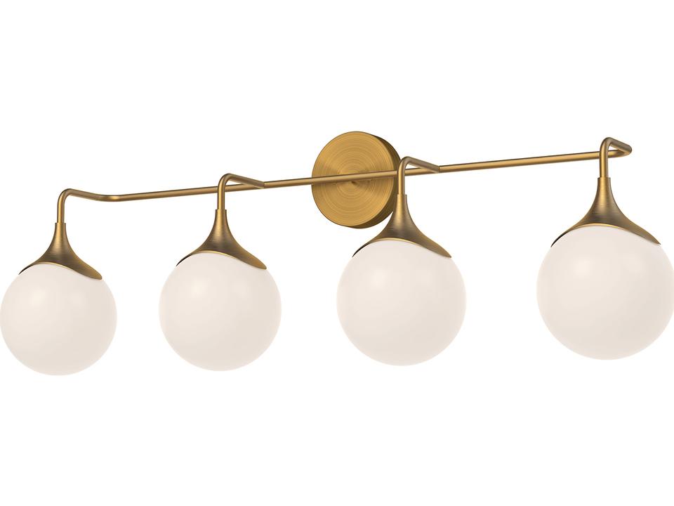 Nouveau 4 Light Vanity in Aged Gold