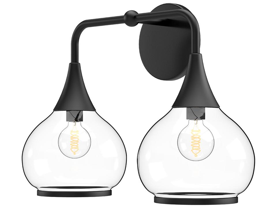 Hazel Bathroom Vanity Light Matte Black Clear Glass