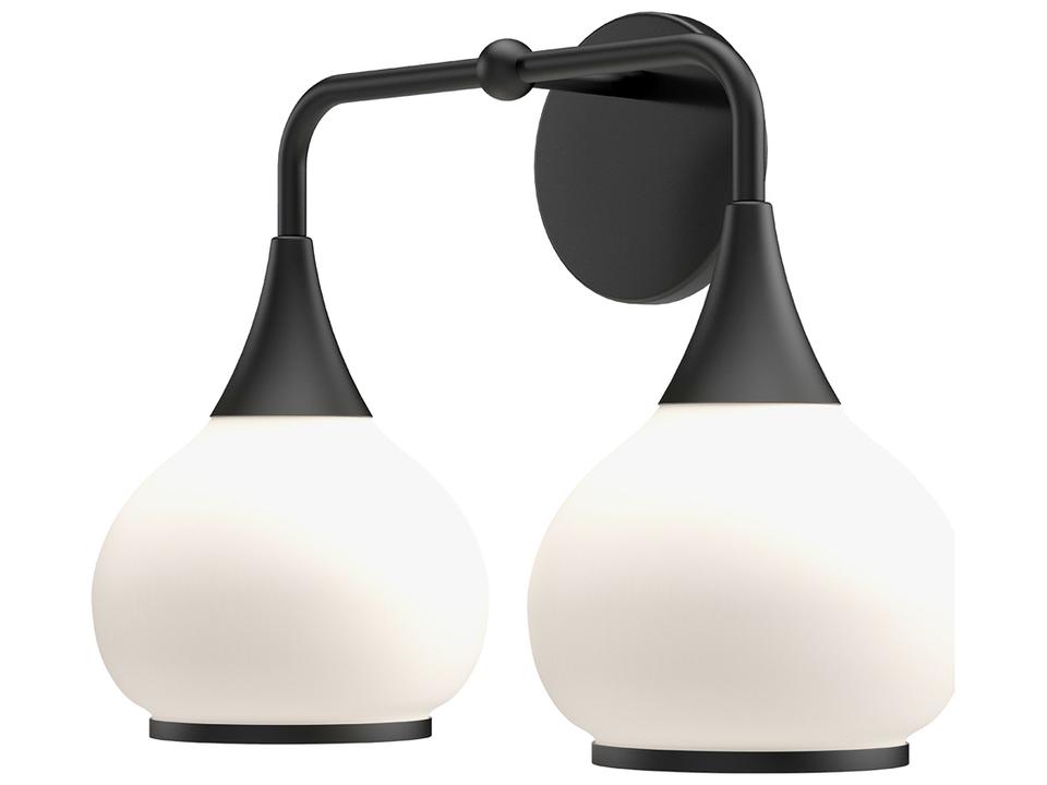 Hazel Two Light Bath Vanity in Matte Black and Opal