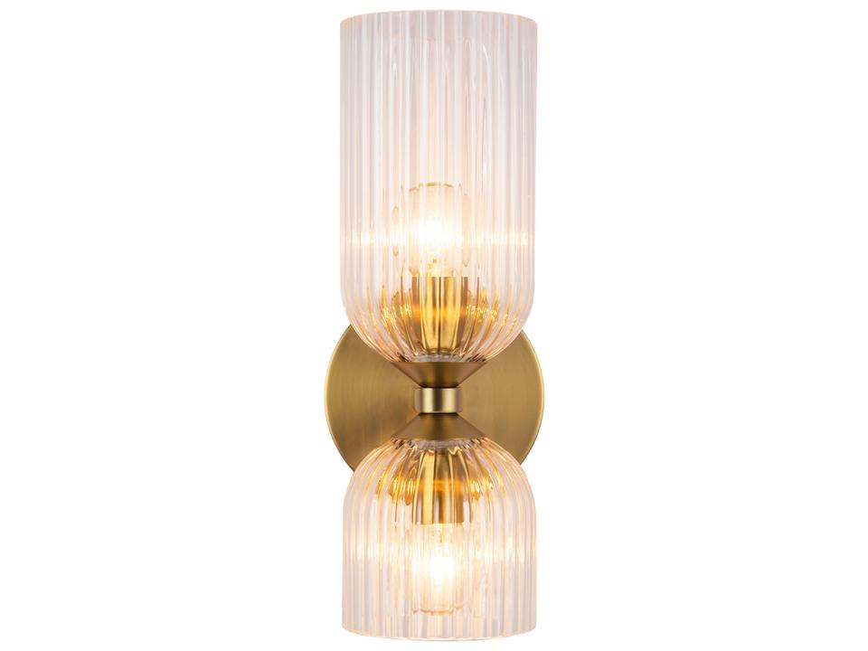Nelly Wall Sconce in Brushed Gold with Clear Ribbed Glass