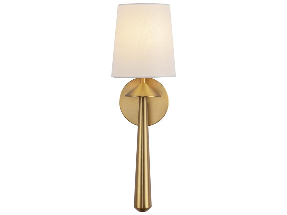 Bridgette 1-Light Wall Sconce in Brushed Gold with White Linen Shade