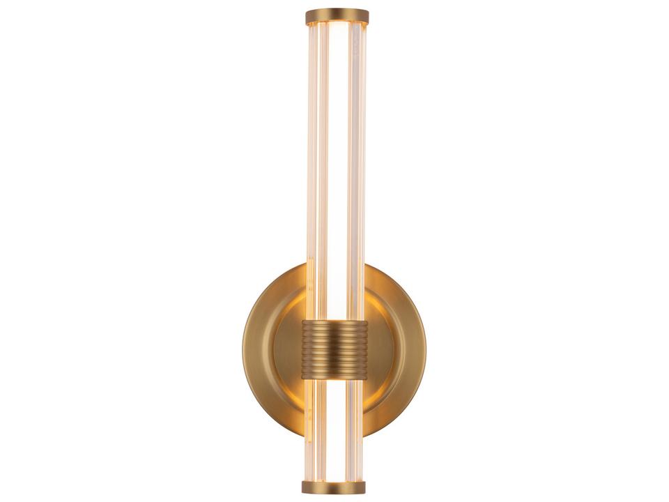 LED Vanity Wall Light Elsie Brushed Gold Ribbed