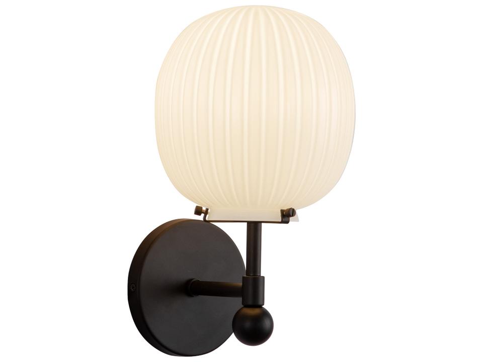 Cherise 1-Light Wall Sconce with Ribbed Opal Glass in Matte Black