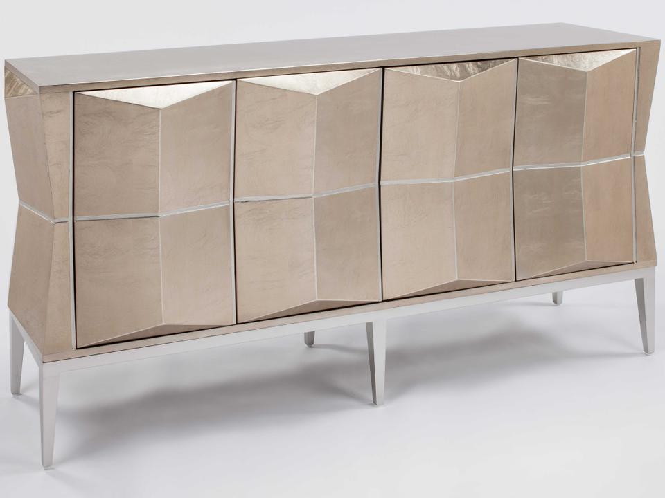 73-Inch Champagne Silver Sideboard with Facet Cut Doors