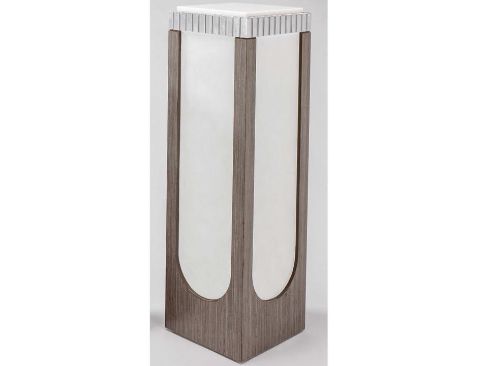 Square Stone White Silver Smoky Gray End Table