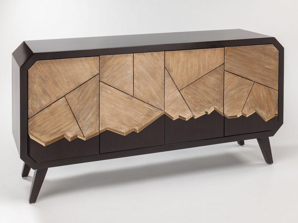 4-Door Dark Chocolate Handpainted Accent Chest with Goldleaf Boundary