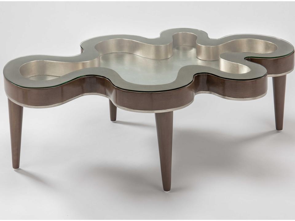 Glass Champagne Silverleaf Rectangular Coffee Table