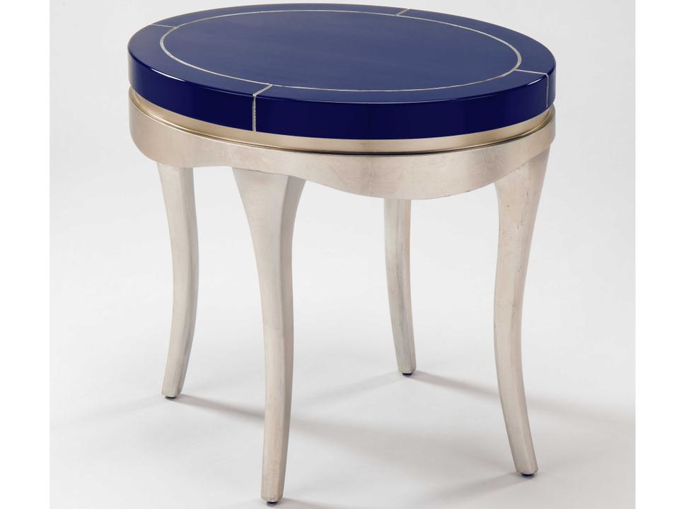 Blue Champagne Silver Accent Chest Handpainted Wood