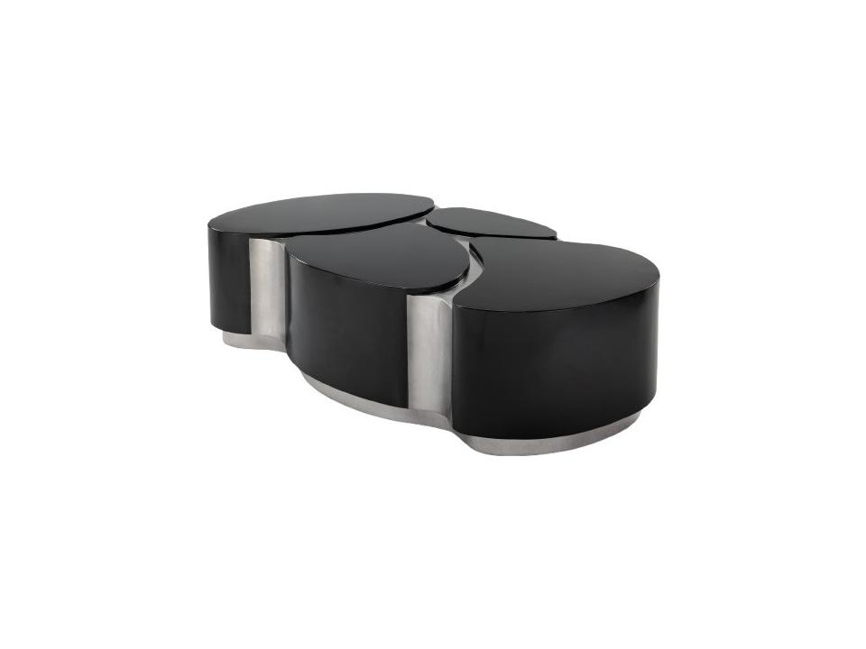 Dark Charcoal Coffee Table with Silver Accents