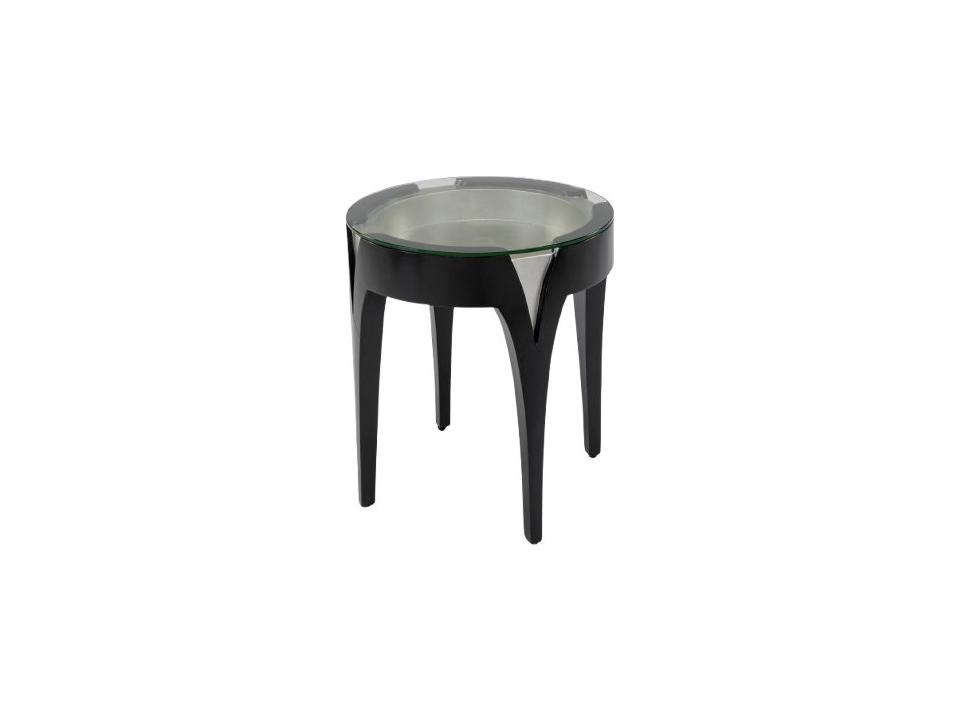 Round Glass Black Silver End Table