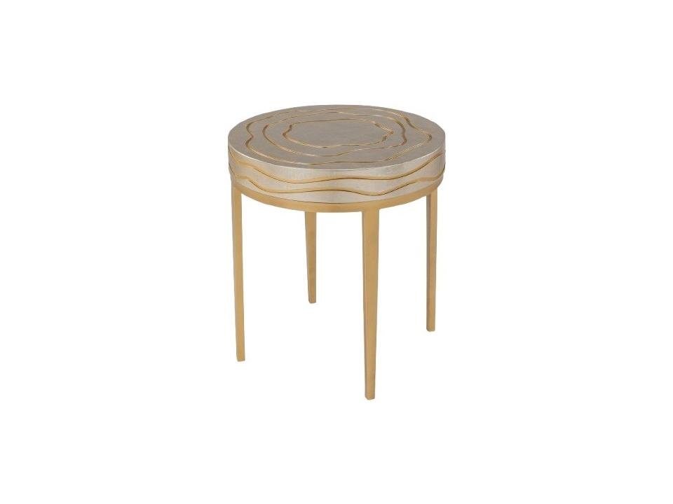 Round Silver Champagne Gold End Table